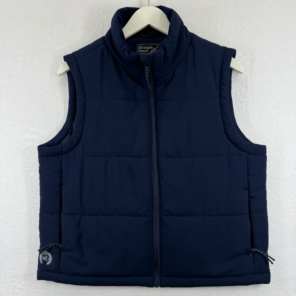 Straight Down Sandy Puffer Vest New‎ indigo Blue Insulated Full Zip Size Large